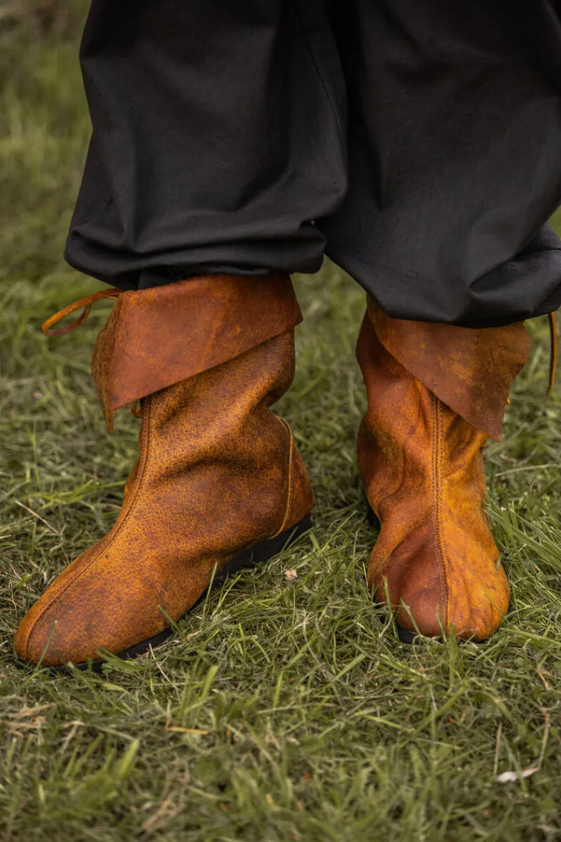 Sale Leonardo Carbone 008 Mittelalter Stulpenstiefel aus Nubukleder- Braun