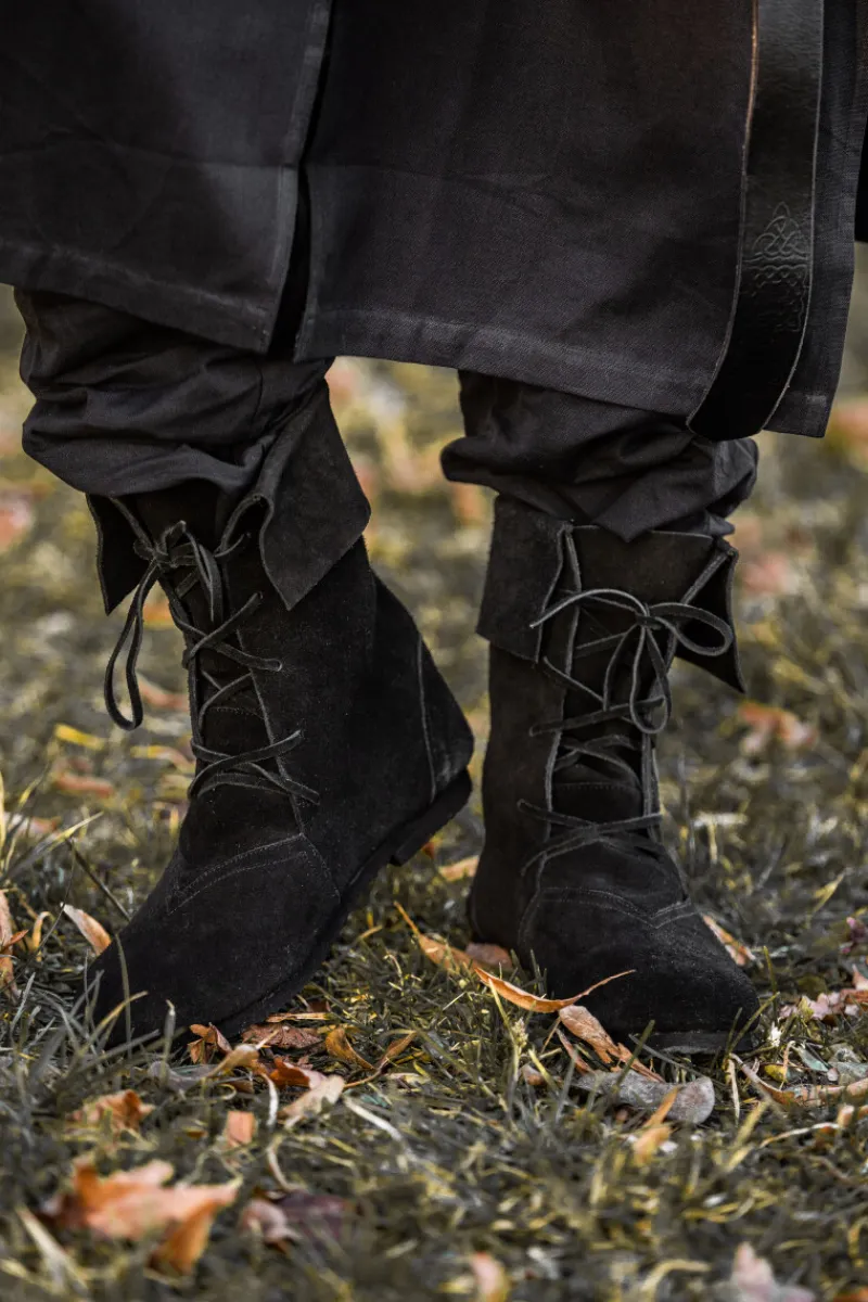 Fashion Leonardo Carbone 074 Mittelalter-Stiefel "Aurin" mit Stulpe - Schwarz
