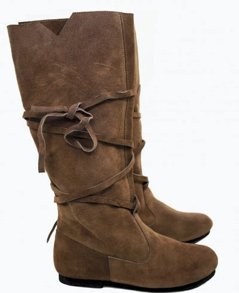 Best Leonardo Carbone 019 Mittelalterstiefel aus Wildleder- Braun