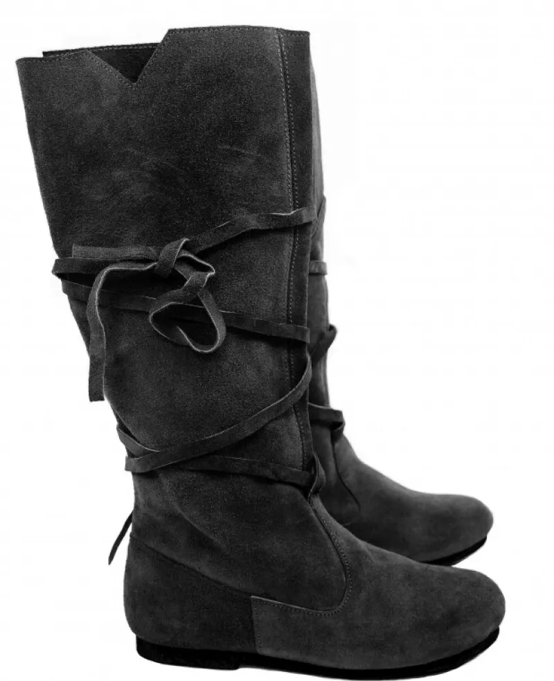Fashion Leonardo Carbone 019 Mittelalterstiefel aus Wildleder- Schwarz