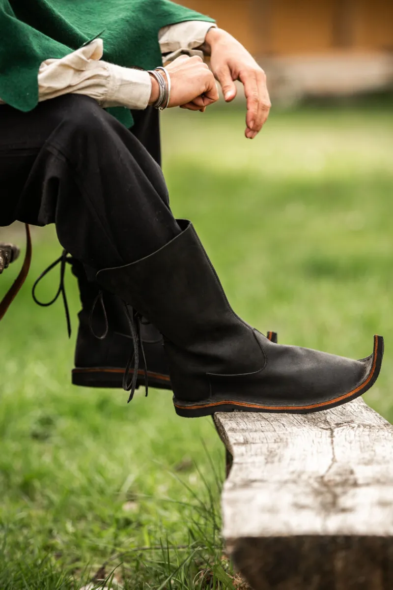 Best Sale Leonardo Carbone 012 Schnabelstiefel aus Nubukleder- Schwarz