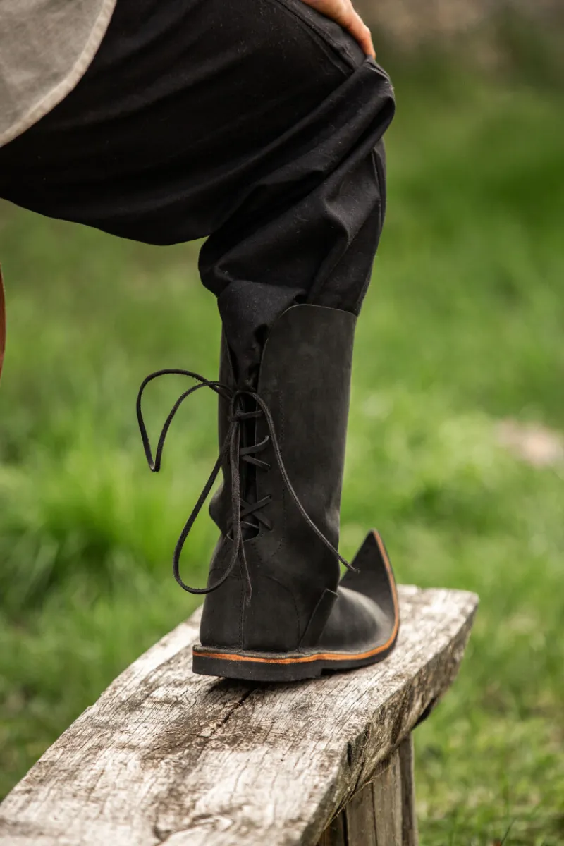 Best Sale Leonardo Carbone 012 Schnabelstiefel aus Nubukleder- Schwarz