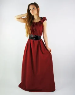 Outlet Leonardo Carbone Bodenlanges Kleid mit Schulterrüsche 