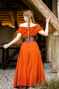 Outlet Leonardo Carbone Bodenlanges Kleid mit Schulterrüsche 