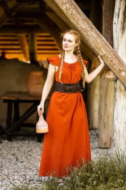 Outlet Leonardo Carbone Bodenlanges Kleid mit Schulterrüsche 