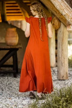 Outlet Leonardo Carbone Bodenlanges Kleid mit Schulterrüsche 