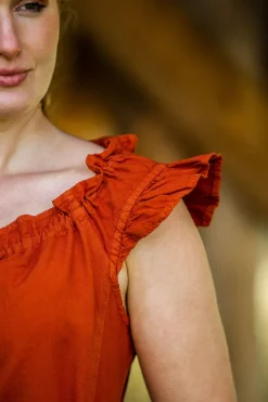 Outlet Leonardo Carbone Bodenlanges Kleid mit Schulterrüsche 