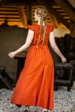 Outlet Leonardo Carbone Bodenlanges Kleid mit Schulterrüsche 