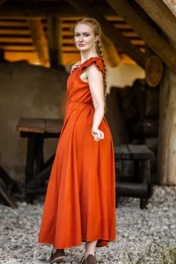 Outlet Leonardo Carbone Bodenlanges Kleid mit Schulterrüsche 
