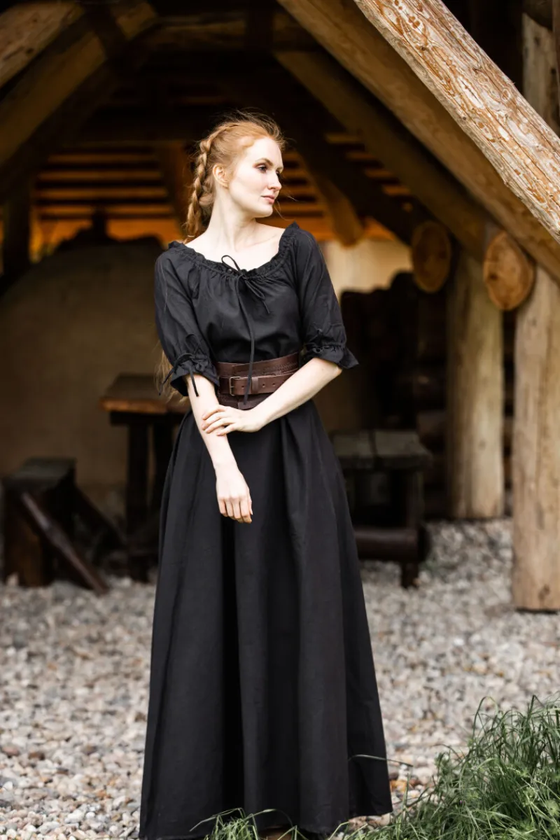 Best Leonardo Carbone Bodenlanges Kurzarmkleid "Melisande" Schwarz