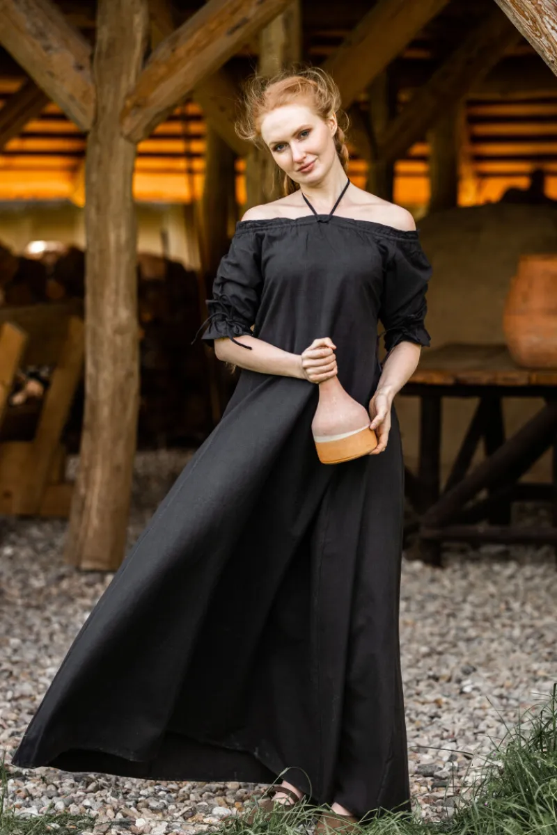 Best Leonardo Carbone Bodenlanges Kurzarmkleid "Melisande" Schwarz