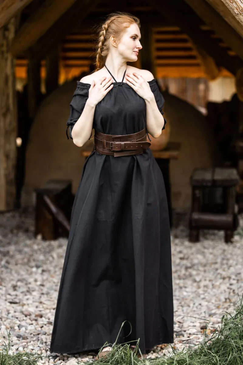 Best Leonardo Carbone Bodenlanges Kurzarmkleid "Melisande" Schwarz