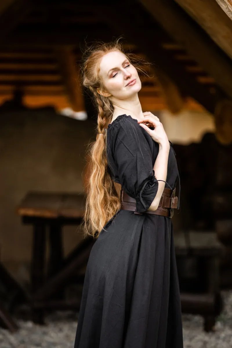 Best Leonardo Carbone Bodenlanges Kurzarmkleid "Melisande" Schwarz