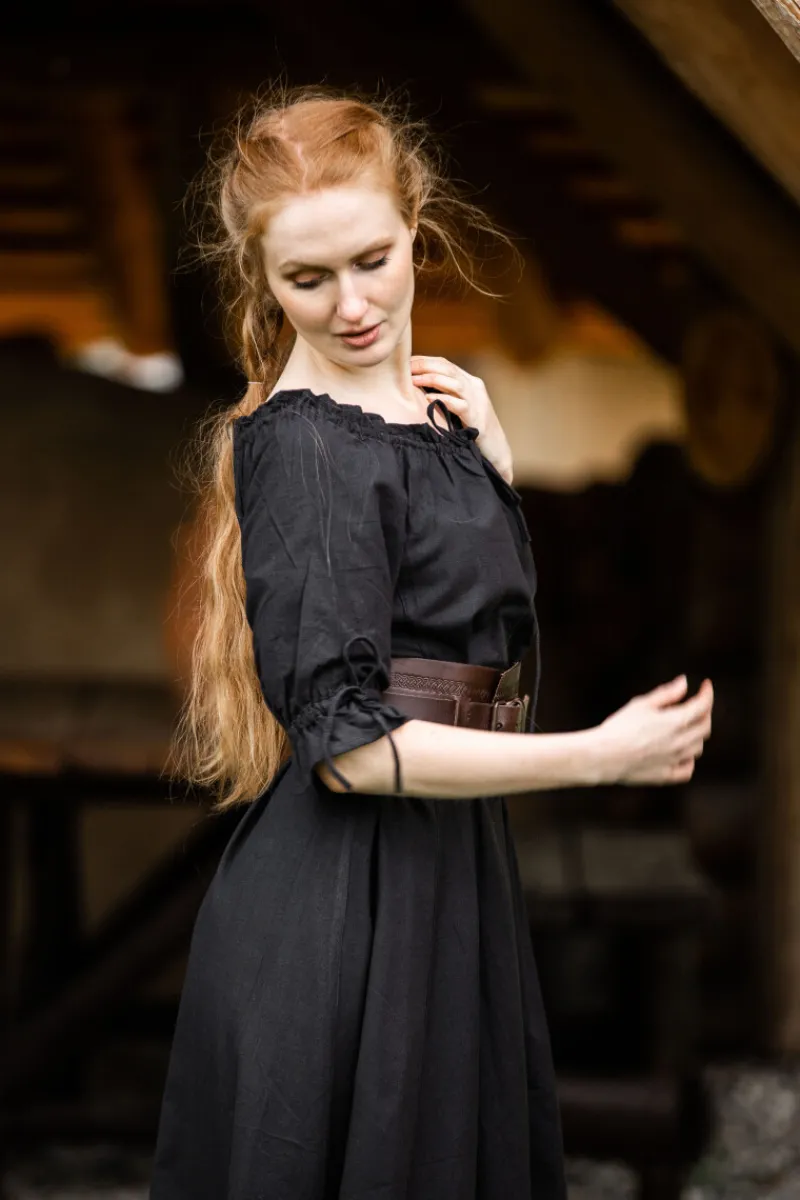 Best Leonardo Carbone Bodenlanges Kurzarmkleid "Melisande" Schwarz