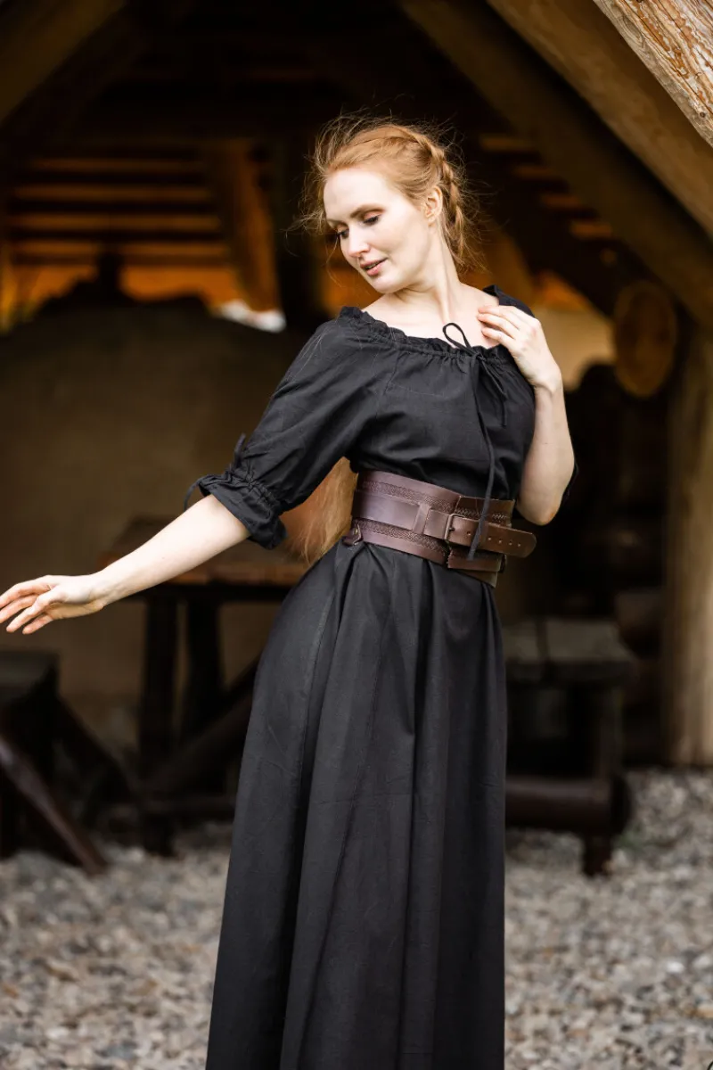 Best Leonardo Carbone Bodenlanges Kurzarmkleid "Melisande" Schwarz