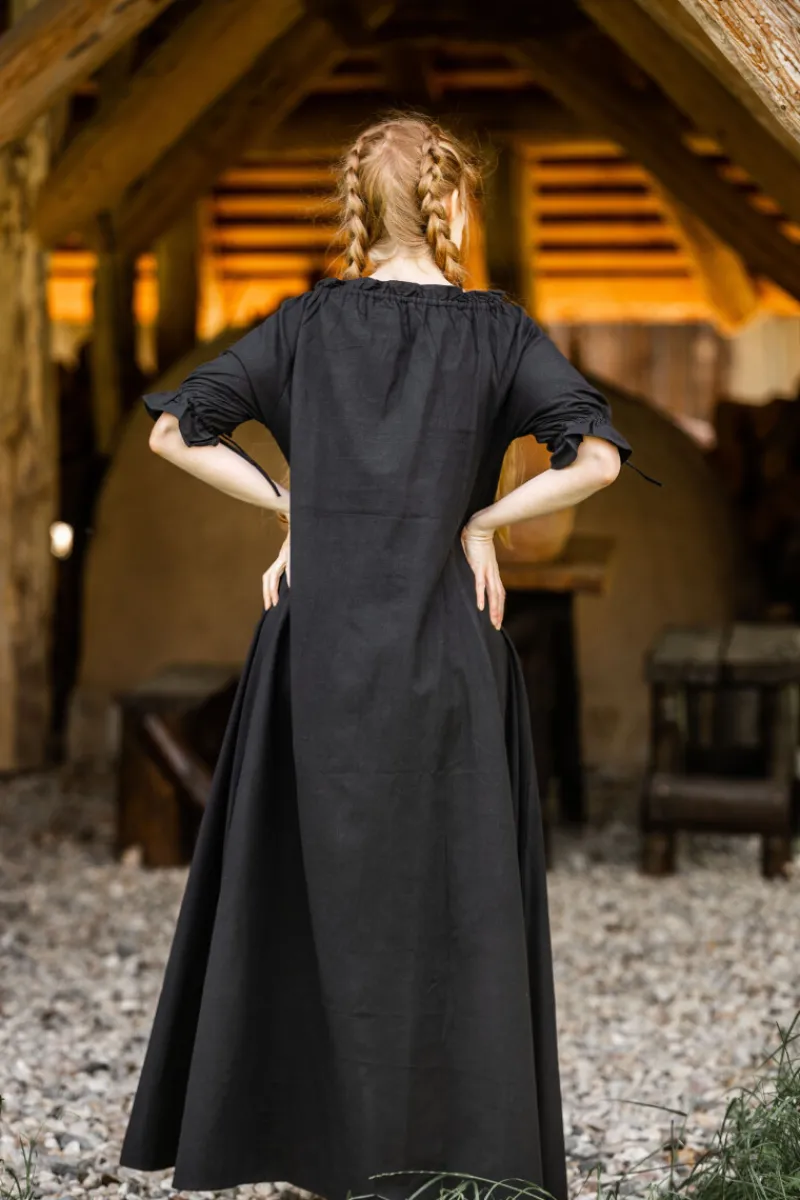 Best Leonardo Carbone Bodenlanges Kurzarmkleid "Melisande" Schwarz