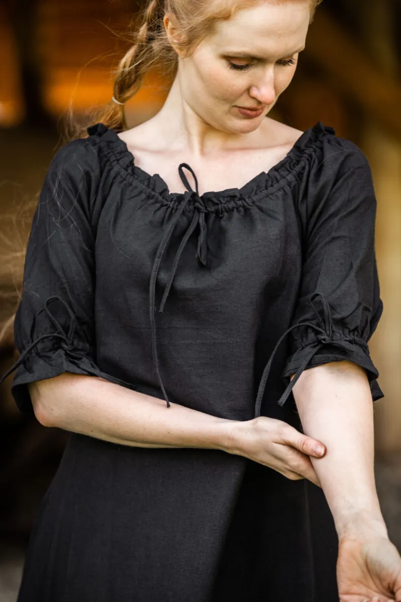 Best Leonardo Carbone Bodenlanges Kurzarmkleid "Melisande" Schwarz