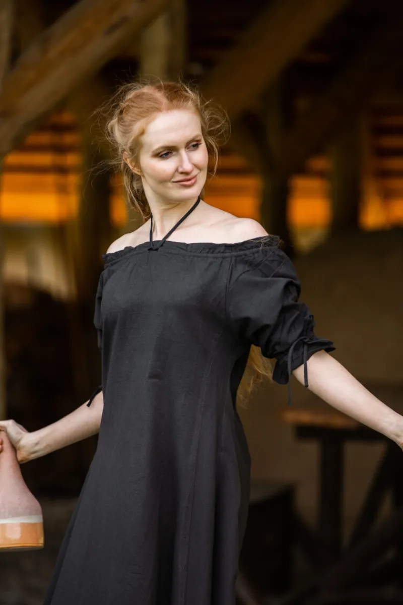 Best Leonardo Carbone Bodenlanges Kurzarmkleid "Melisande" Schwarz