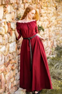 Best Leonardo Carbone Bodenlanges Kurzarmkleid "Melisande" Rot