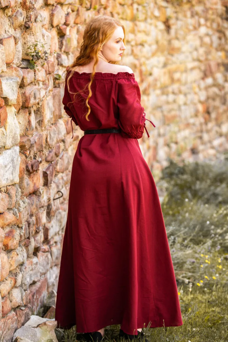 Best Leonardo Carbone Bodenlanges Kurzarmkleid "Melisande" Rot