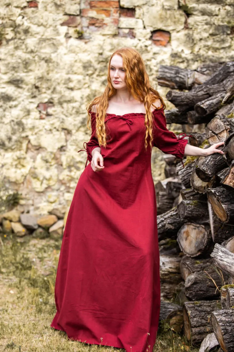 Best Leonardo Carbone Bodenlanges Kurzarmkleid "Melisande" Rot