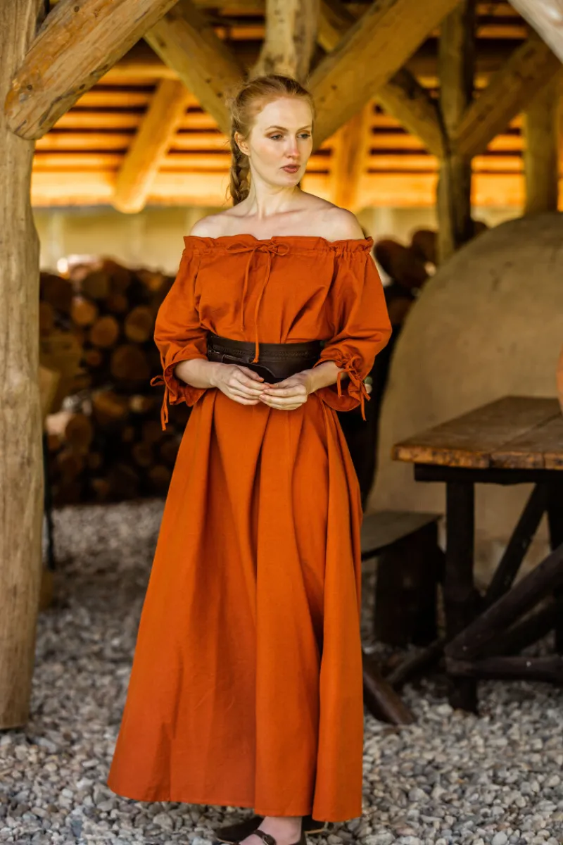 Best Sale Leonardo Carbone Bodenlanges Kurzarmkleid "Melisande" Rost