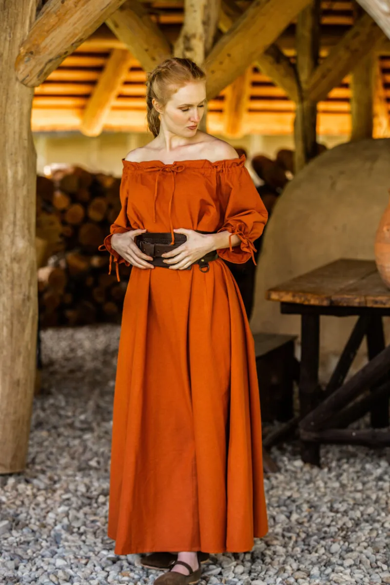 Best Sale Leonardo Carbone Bodenlanges Kurzarmkleid "Melisande" Rost