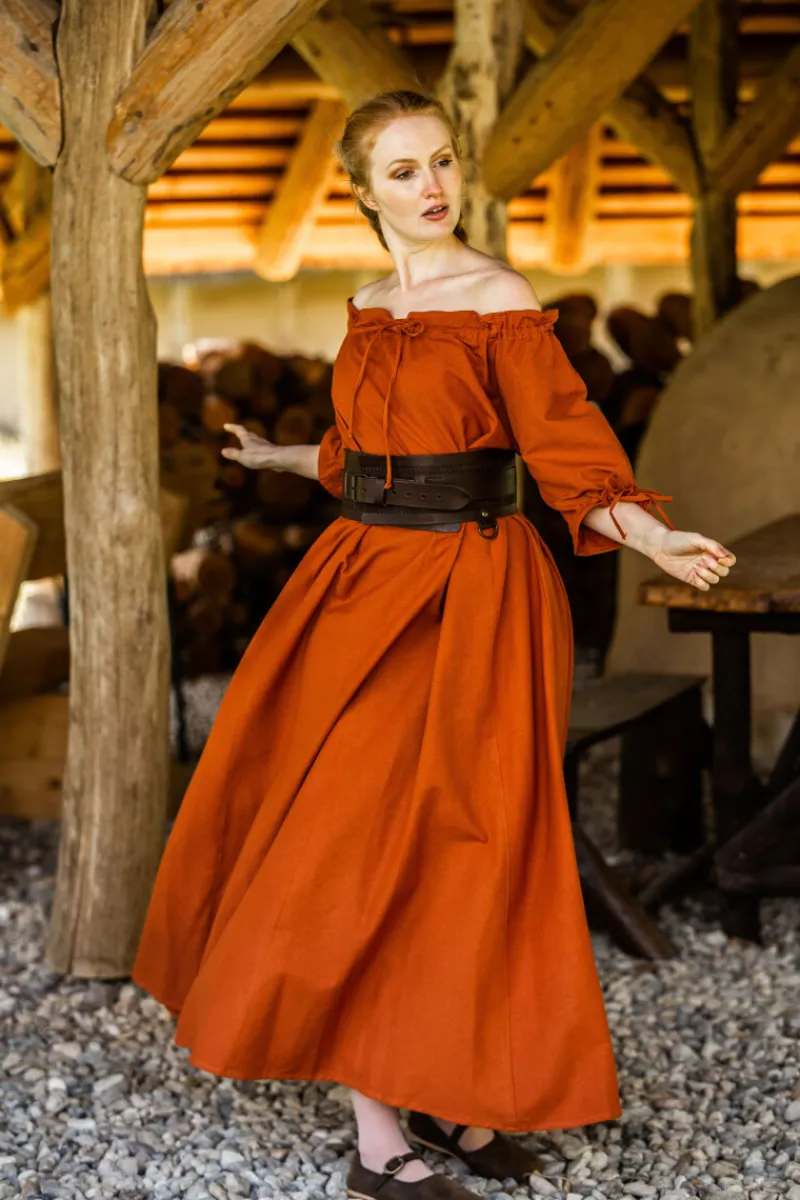 Best Sale Leonardo Carbone Bodenlanges Kurzarmkleid "Melisande" Rost