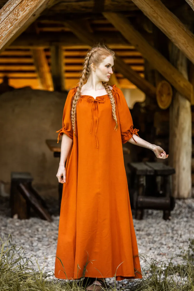 Best Sale Leonardo Carbone Bodenlanges Kurzarmkleid "Melisande" Rost