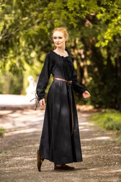 New Leonardo Carbone Bodenlanges Langarmkleid