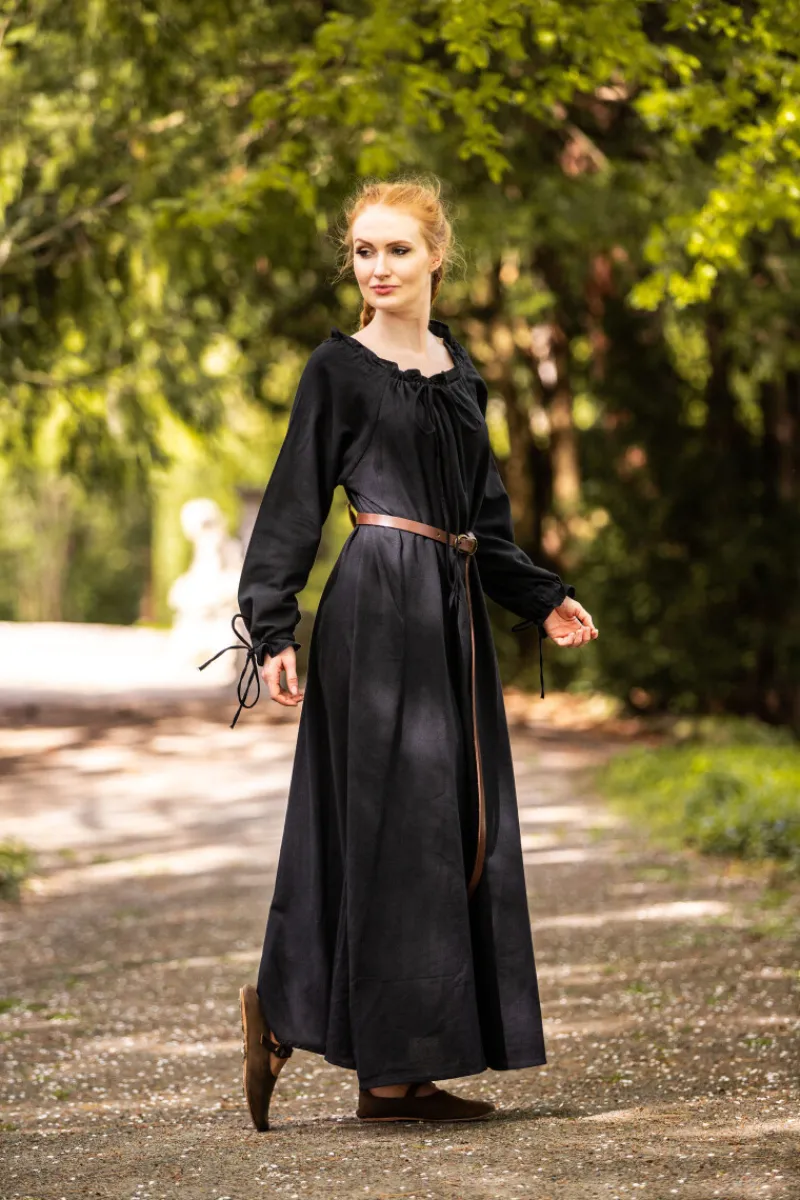 New Leonardo Carbone Bodenlanges Langarmkleid "Mechthild" Schwarz