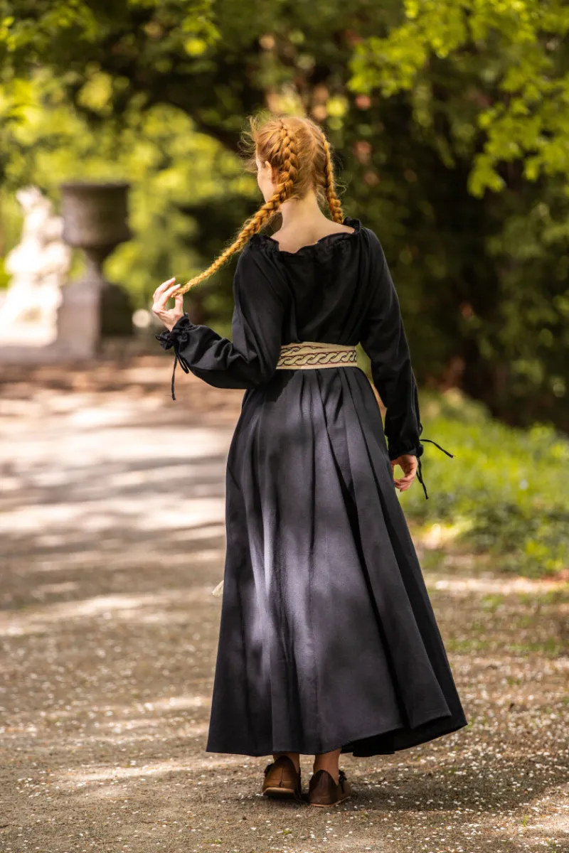 New Leonardo Carbone Bodenlanges Langarmkleid "Mechthild" Schwarz