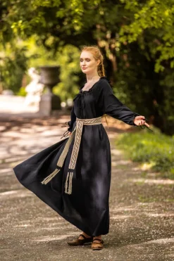 New Leonardo Carbone Bodenlanges Langarmkleid