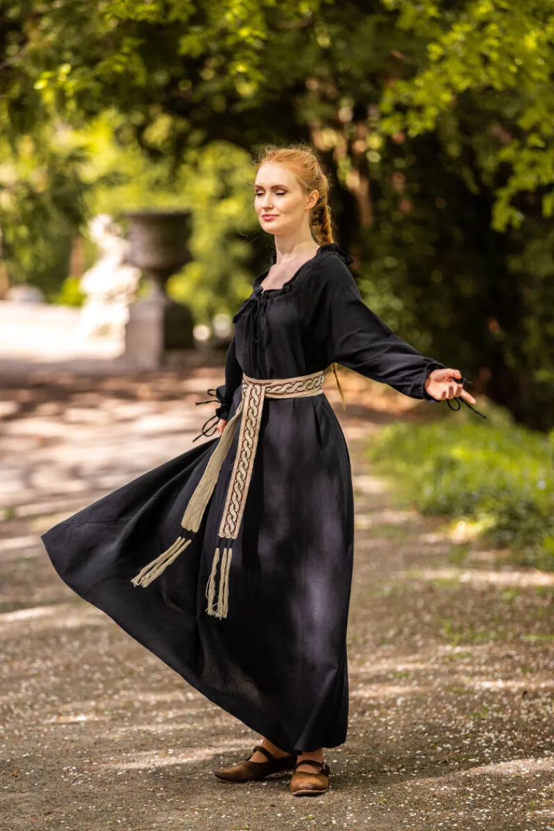 New Leonardo Carbone Bodenlanges Langarmkleid "Mechthild" Schwarz
