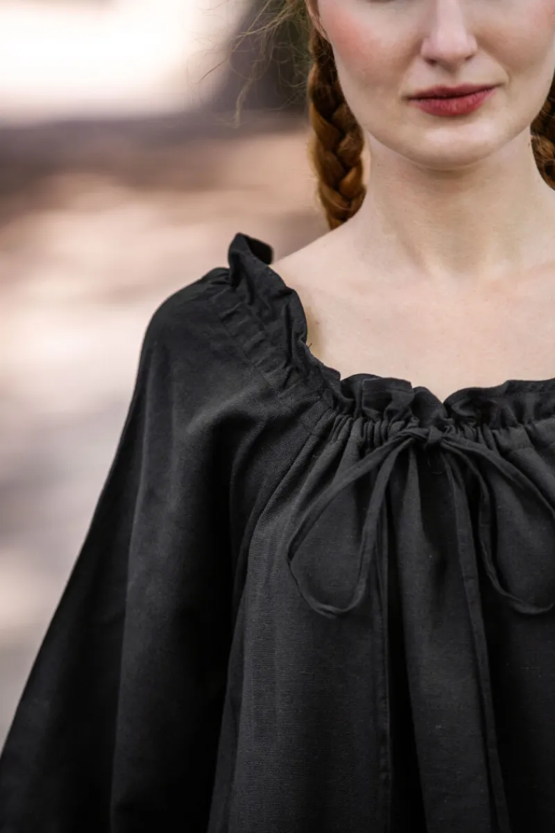 New Leonardo Carbone Bodenlanges Langarmkleid "Mechthild" Schwarz