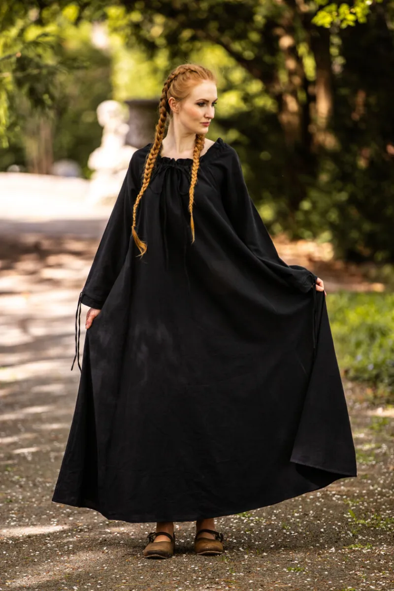 New Leonardo Carbone Bodenlanges Langarmkleid "Mechthild" Schwarz