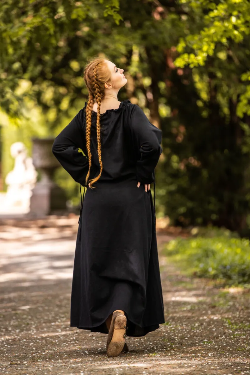 New Leonardo Carbone Bodenlanges Langarmkleid "Mechthild" Schwarz