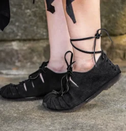 Sale Leonardo Carbone Bundschuhe aus Veloursleder Schwarz