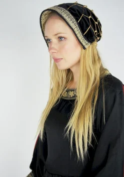 New Leonardo Carbone Edle Samthaube "Elaine" Schwarz/Gold