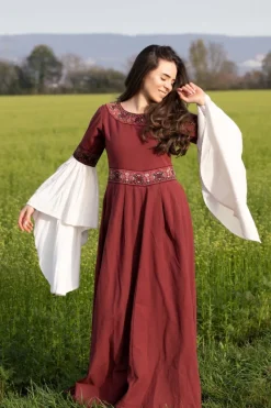 Cheap Leonardo Carbone Edles Kleid mit Bordüre "Yala" Rot