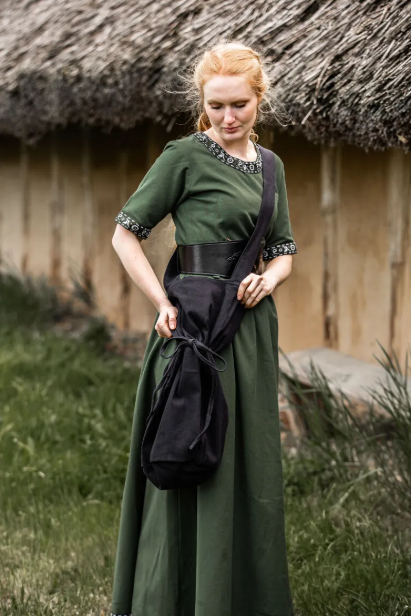 Online Leonardo Carbone Edles Kurzarmkleid mit Bordüre "Ennlin" Grün