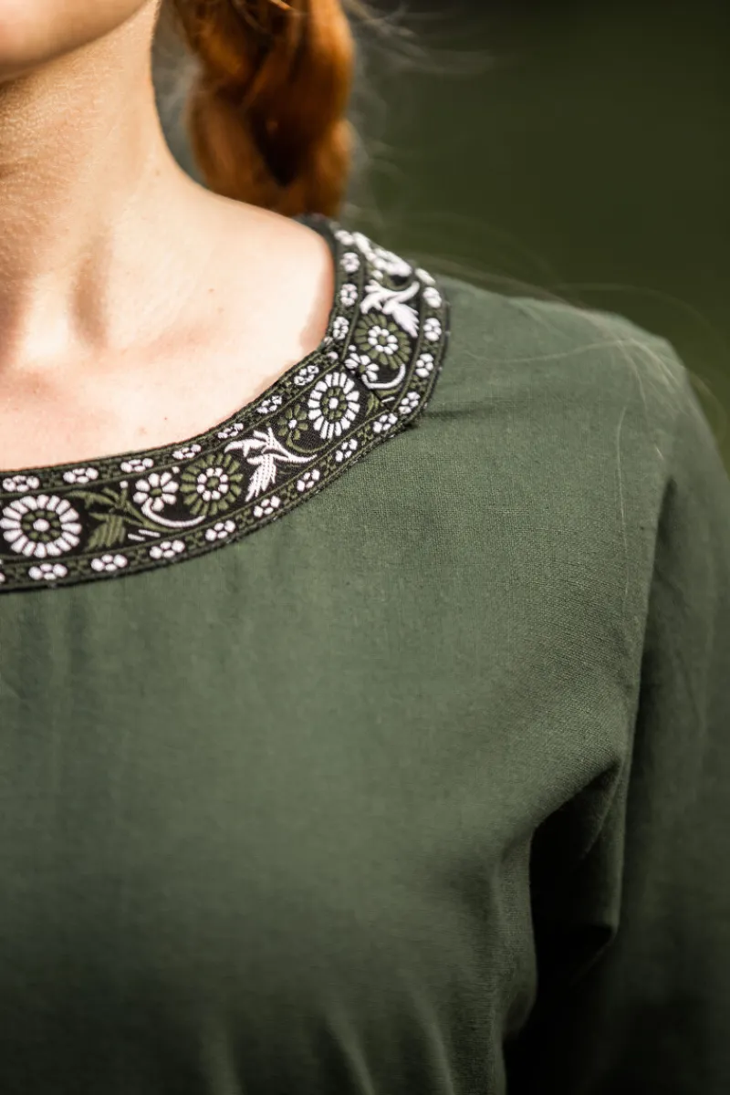 Online Leonardo Carbone Edles Kurzarmkleid mit Bordüre "Ennlin" Grün