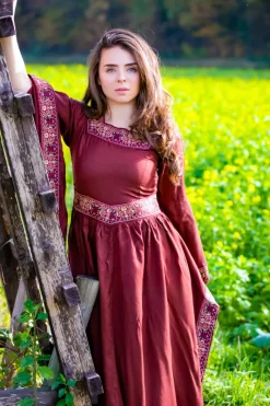 Discount Leonardo Carbone Edles Viskose Kleid Burgund Rot