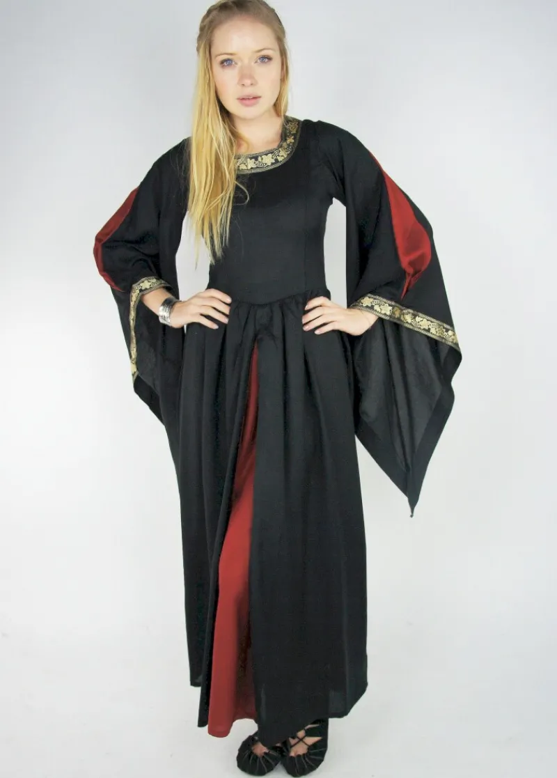 Cheap Leonardo Carbone Edles Viskosekleid "Ivette" Schwarz/Rot