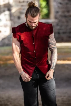 Shop Leonardo Carbone Gefütterter Samtwams "Heinrich" Rot