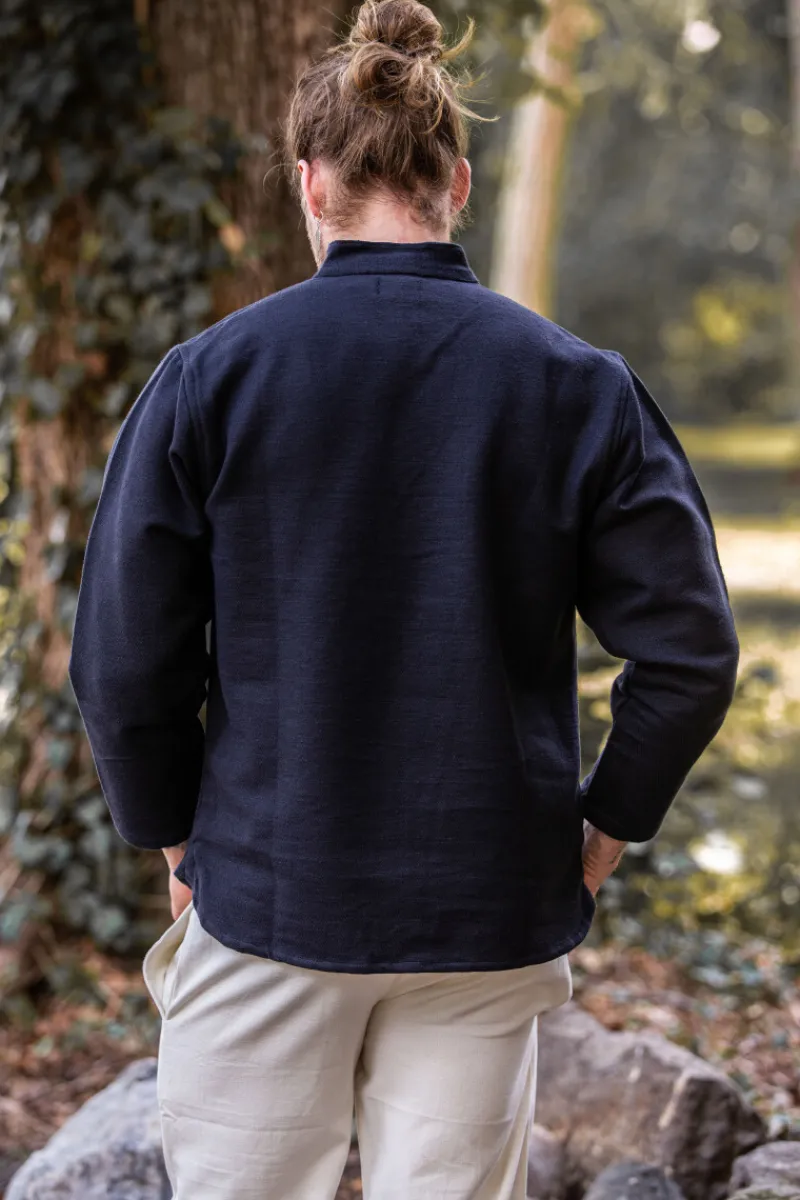 Best Sale Leonardo Carbone Handgewebtes Baumwoll-Hemd "Ingolf" Schwarz