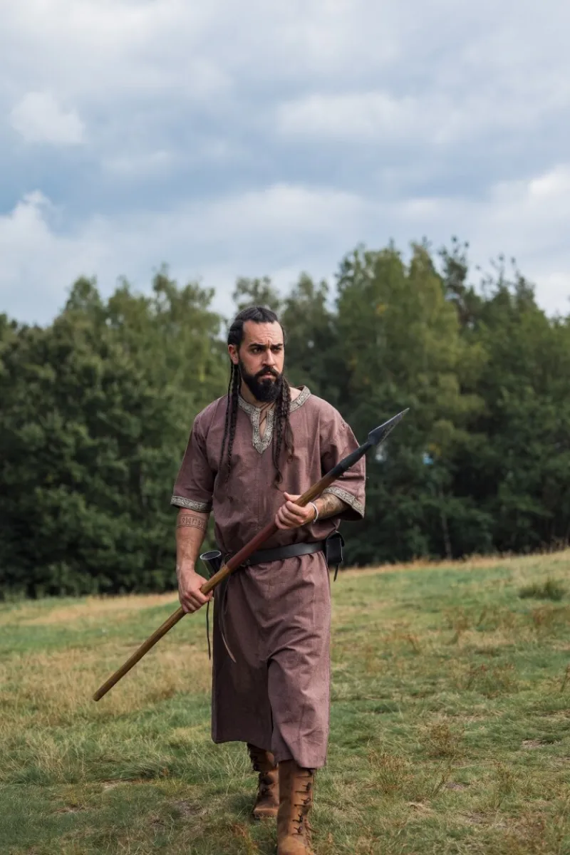 Fashion Leonardo Carbone Kurzarmtunika mit Bordüre "Richard" Kastanie