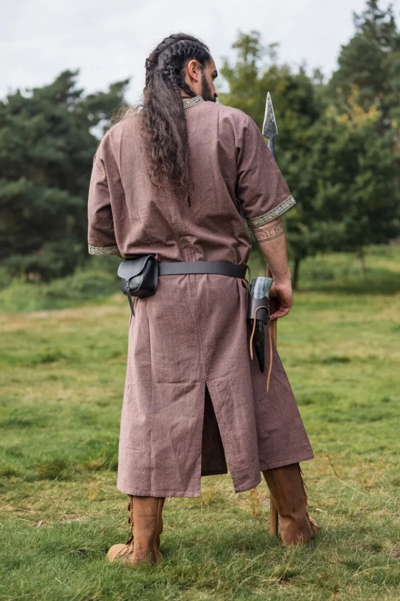 Fashion Leonardo Carbone Kurzarmtunika mit Bordüre "Richard" Kastanie