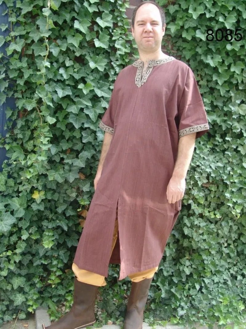 Fashion Leonardo Carbone Kurzarmtunika mit Bordüre "Richard" Kastanie