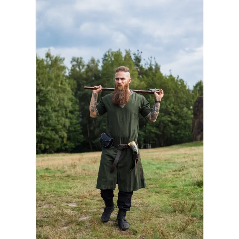 Sale Leonardo Carbone Kurzarmtunika mit Bordüre "Richard" Grün